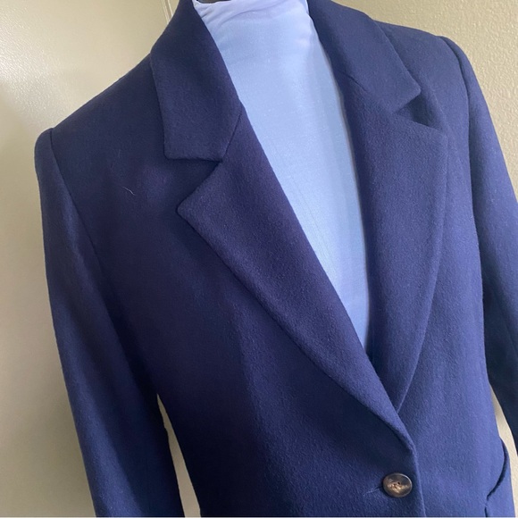 NEW Vintage Lands End with Tags Wool Cashmere Navy Single Button Blazer - Picture 9 of 17